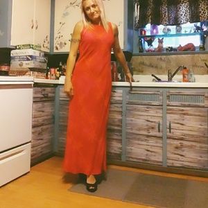 Red printed maxi dress